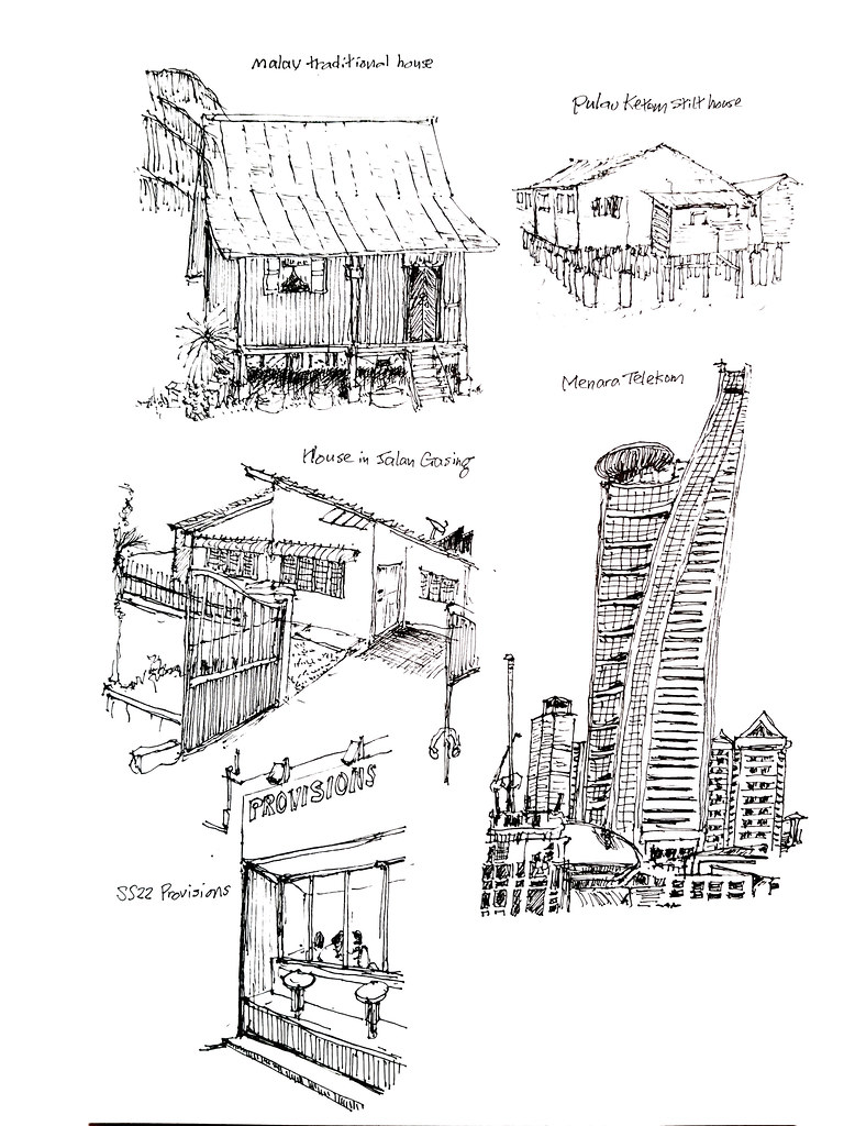 建築素描 Architectural sketches (Artline pen 0.1) ...