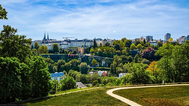 Luxembourg Kirchberg - Luxembourg City panorama seen from the Fort OberGrünewald