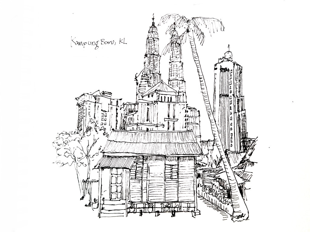 吉隆坡甘榜峇鲁 KL Kampung Baru - 城市草圖 Urban Sketches (Artline Pen 0.1) ...