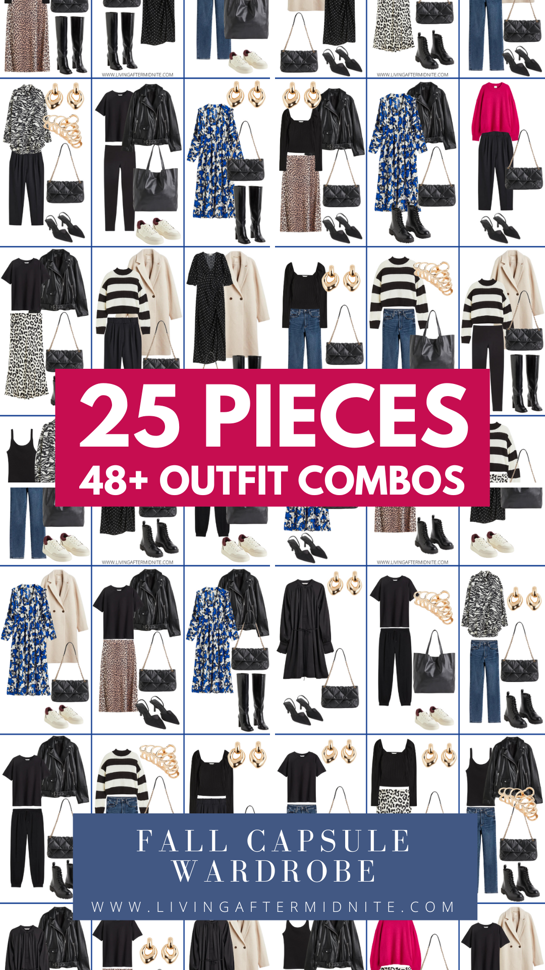 collage of 25 pieces and 48 outfit combos