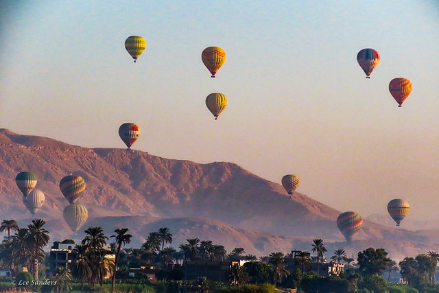 Hot Air Balloons Over The River Nile - Early Morning Haze