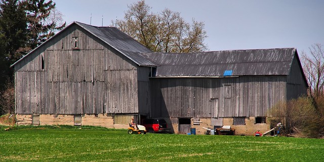 Old double barn, Wellington County, Ontario
