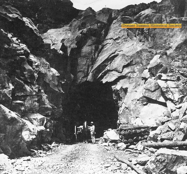 DSHS0111_Horse cart at east portal of railroad tunnel 6 at Donner Pass-Alfred Hart-03 ca1870.jpg