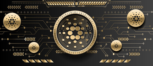 Cardano ADA crypto golden coin futuristic black background 1