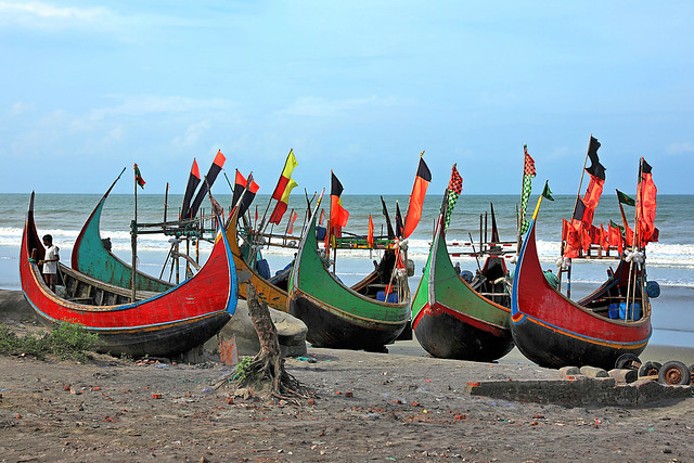 Colorful wooden fishing boats