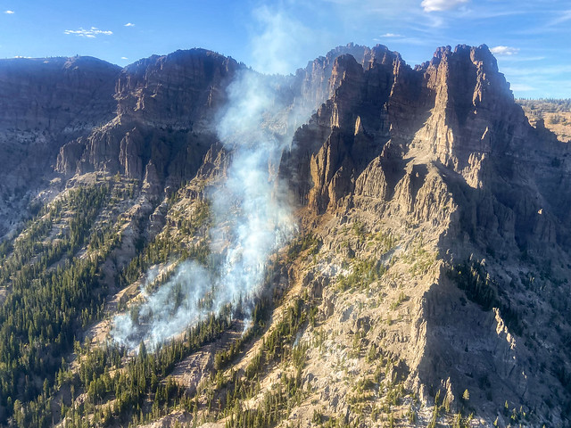 The Big Horn Fire, a remote wildfire located in steep, rocky terrain in the northwest corner of Yellowstone National Park.