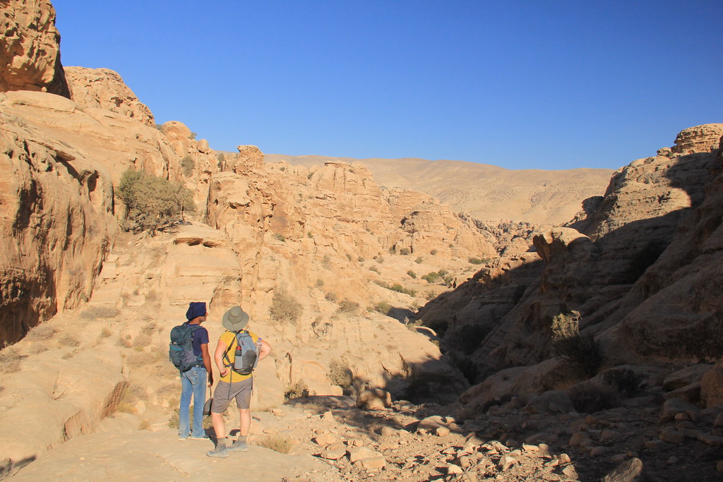 Taking a break on the Dana to Little Petra hike, Jordan