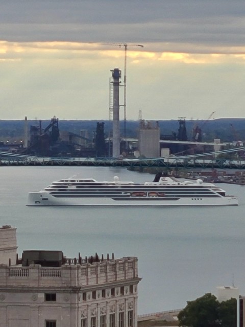 Viking Octantis, leaving dock at the port of Detroit