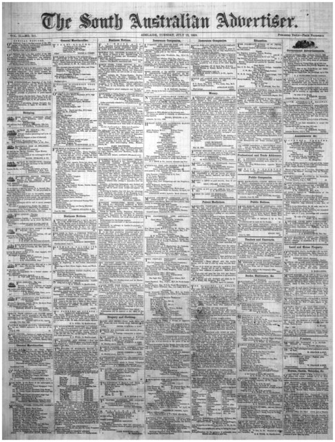 The South Australian Advertiser - Tuesday July 12 1859 (1st Anniversary).