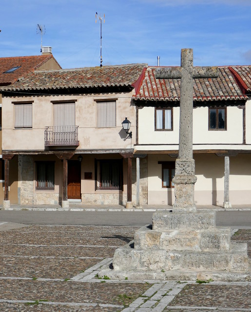 Calvaire, Plaza de San Miguel, Ampudia, Tierra de Campos, province de Palencia, Castille-León, Espagne.