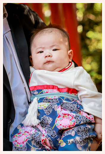 お宮参りの衣装は袴ロンパース　3か月の赤ちゃん
