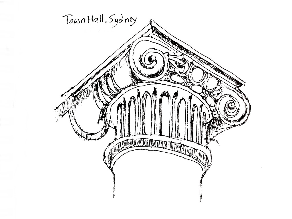 悉尼市政廳 Town Hall (Sydney) - 建築素描 Architectural sketches (Artline pen 0.1) ...