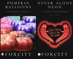 FOXCITY. Pumpkin Balloons & Never Alone Neon