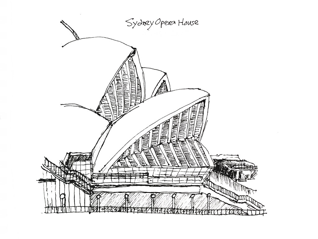 悉尼歌劇院 Sydney Opera House - 建築素描 Architectural sketches (Artline pen 0.1) ...