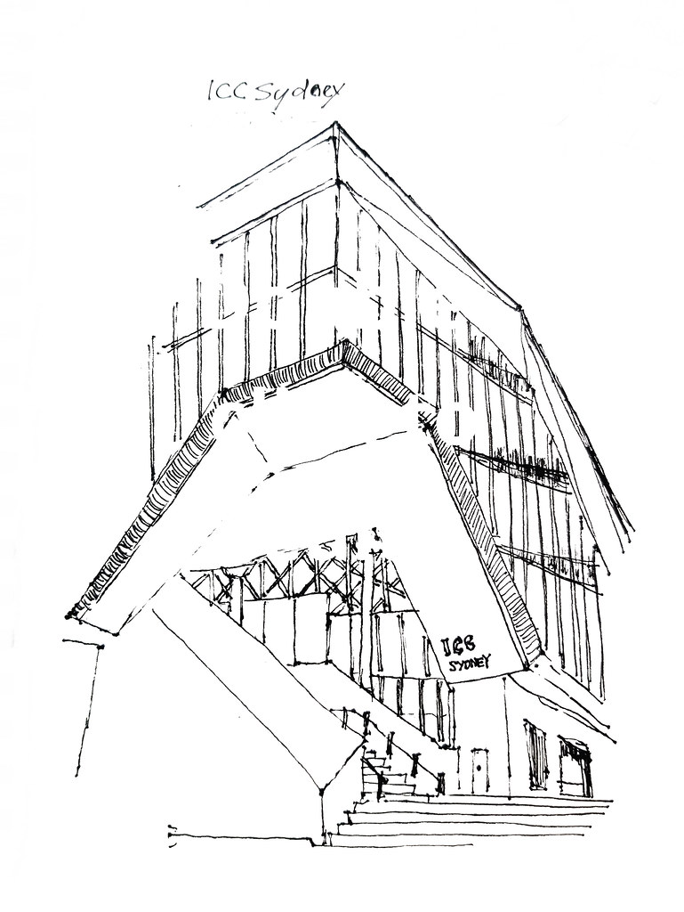 雪梨會議展覽中心 ICC Sydney - 建築素描 Architectural sketches (Artline pen 0.1) ...