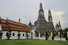 View of Wat Arun Principle (Phra Prang) and Satellite Prangs from the pier