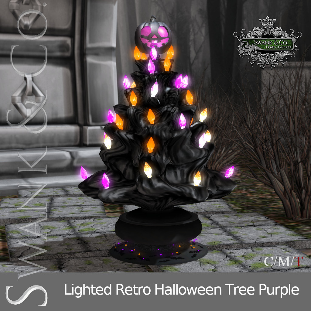 Swank & Co. Lighted Retro Halloween Tree Purple