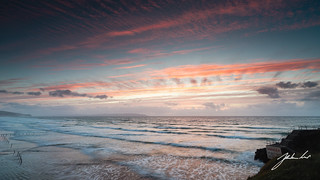 Sunset over Portstewart Strand beach, Northern Ireland.