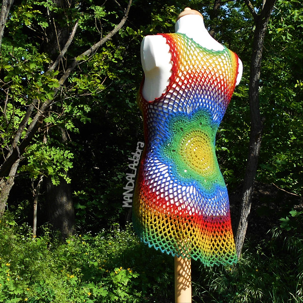 Rainbow Ombre Crochet Mandala Vest