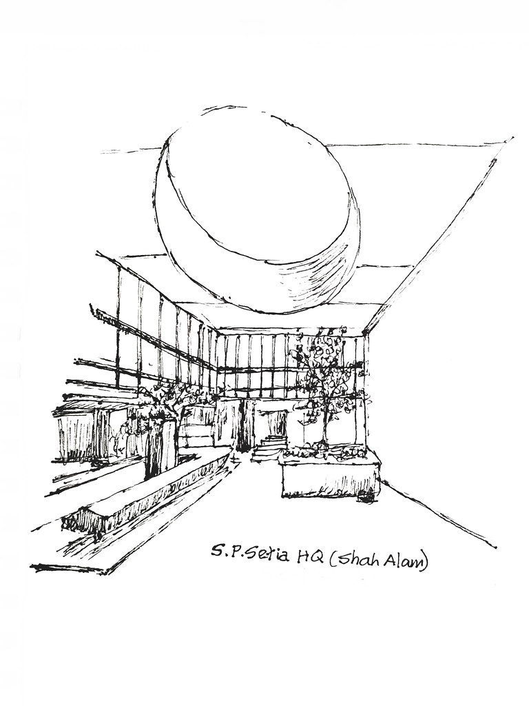 實達集團總部 S.P Setia Shah Alam - 建築素描 Architectural sketches (Artline pen 0.1) ...