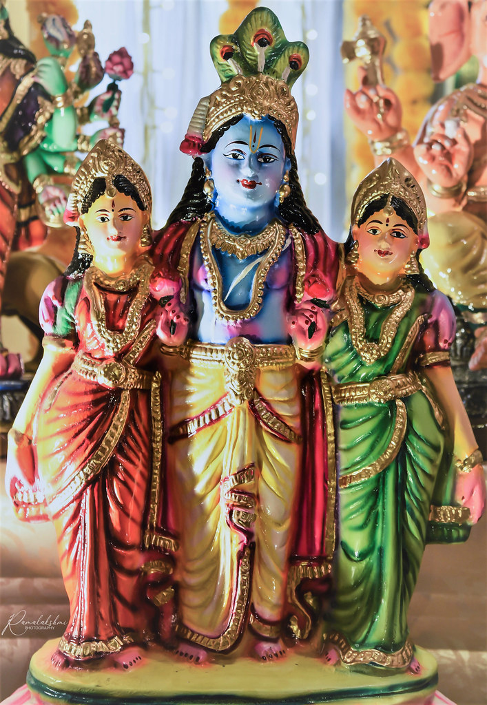 Krishna With Bama and Rukmini