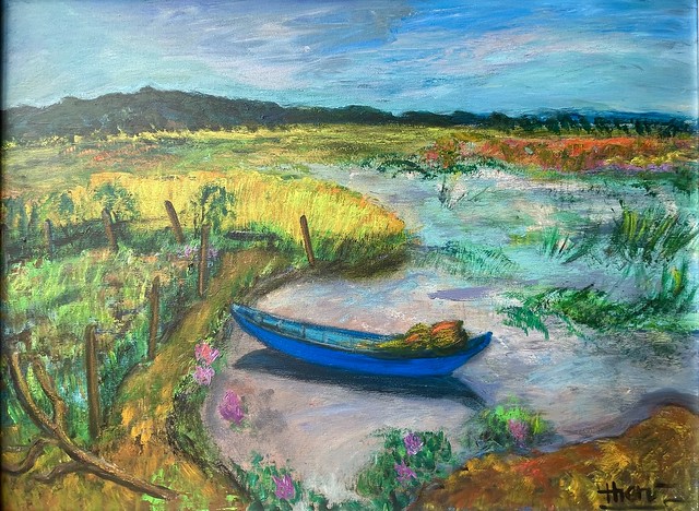 Buổi sáng bên hồ Lắk Acrylic. 60 x 80 cm. 2022 #tranthaohienart