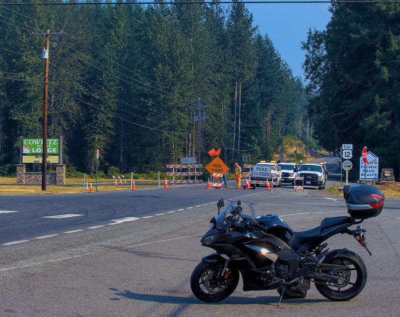 US Route 12 Closed in Packwood: The Goat Rocks Fire was being addressed passed this road block.