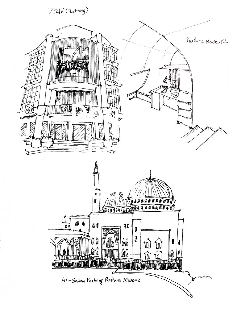 建築素描 Architectural sketches (Artline pen 0.1) ...