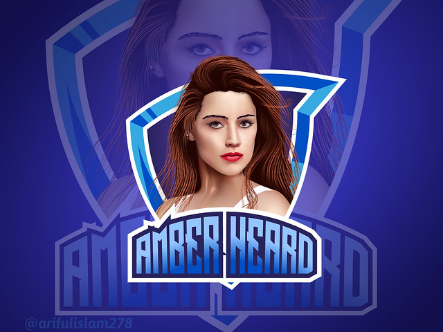Amber Heard vector portrait design logo design
