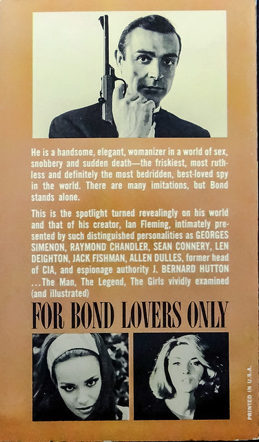 Back cover of Dell 2672 (April 1966), the anthology “For Bond Lovers Only” edited by Sheldon Lane.