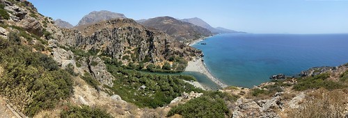 Panorama Preveli Beach, Crete, Greece.