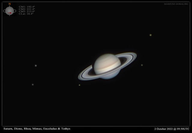 Saturn & Moons - 2 Oct 2022