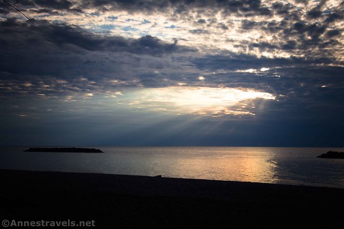 Sunlight through the clouds over Lake Erie, Presque Isle State Park, Pennsylvania