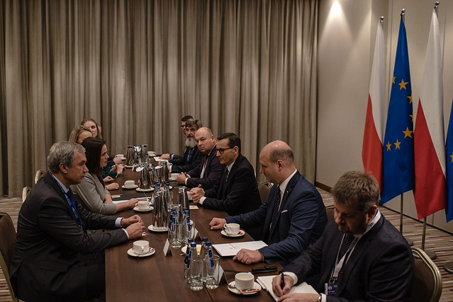 Sviatlana Tsikhanouskaya and United Transitional Cabinet Representatives at the Meeting with Prime Minister of Poland Mateusz Morawiecki in Warsaw (04.10.2022)