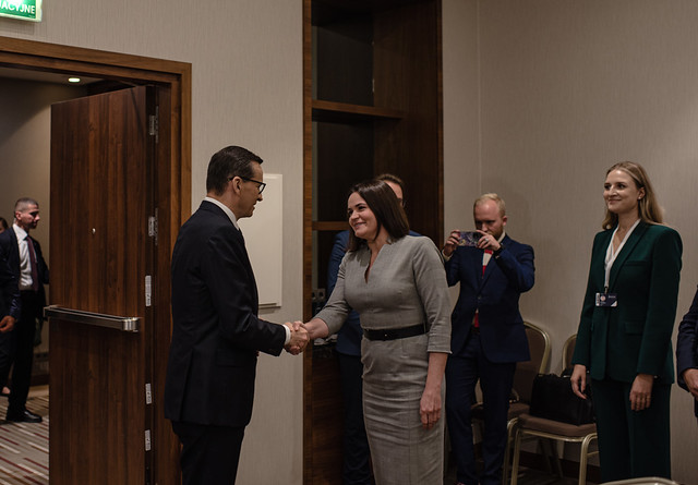 Sviatlana Tsikhanouskaya and United Transitional Cabinet Representatives at the Meeting with Prime Minister of Poland Mateusz Morawiecki in Warsaw (04.10.2022)