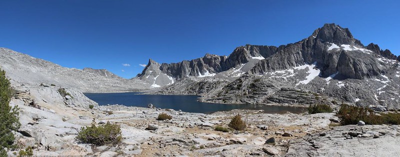 Upper Gardiner Basin, with Sixty Lakes Col on the left above Lake 11407, and Mount Gardiner on the right