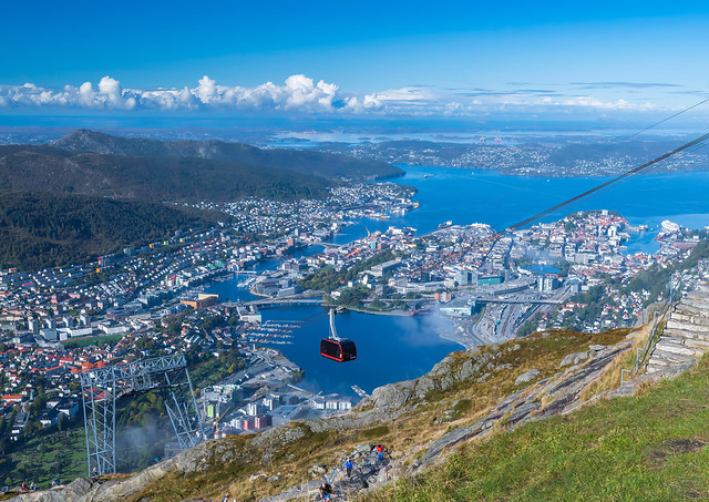 Bergen city as seen from the Ulriken Mountain