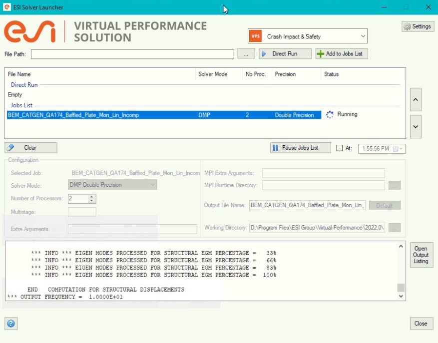 Working with ESI Virtual-Performance Solution 2022.0 Solvers full
