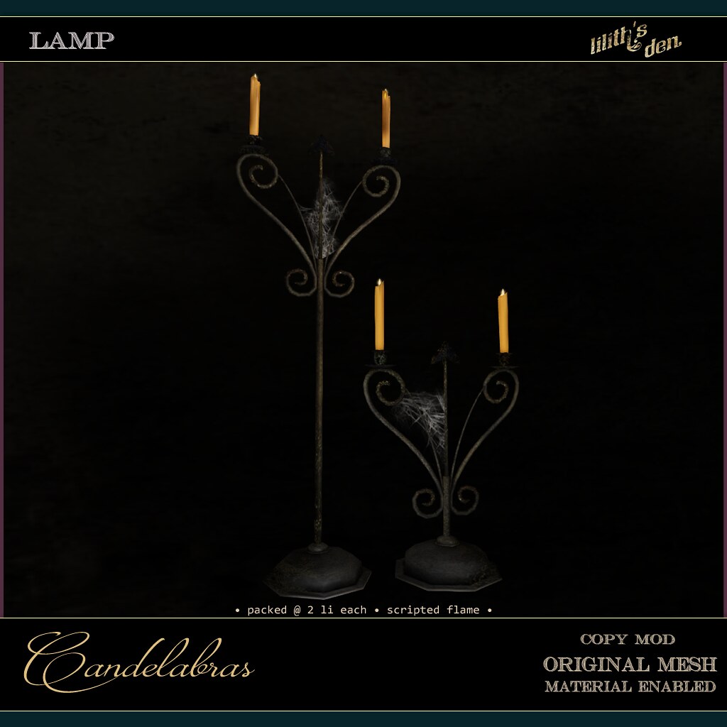 Lilith's Den – Candelabra Small and Large