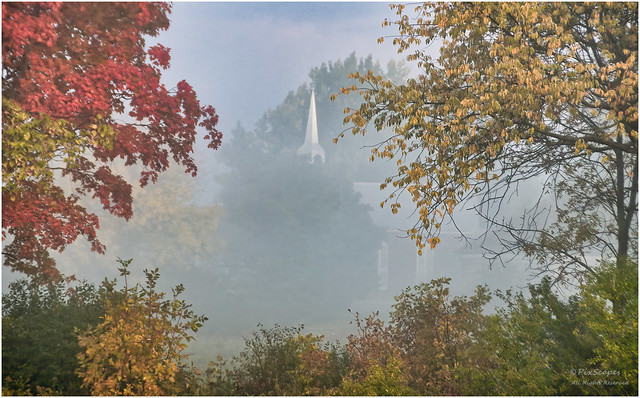 South Bay United Church through the Early Morning Autumn Mist