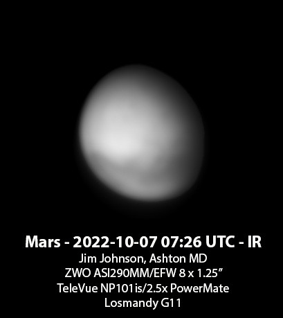 Mars - 2022-10-07 07:26 UTC - Infrared