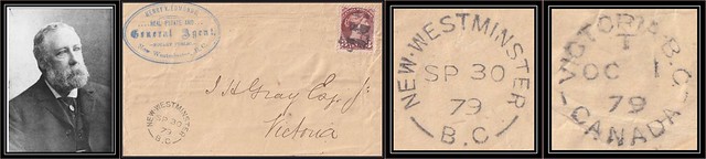 British Columbia / B.C. Postal History - 30 September / 1 October 1879 - New Westminster, B.C. to Victoria, B.C. (split ring / broken circle cancel / postmark)
