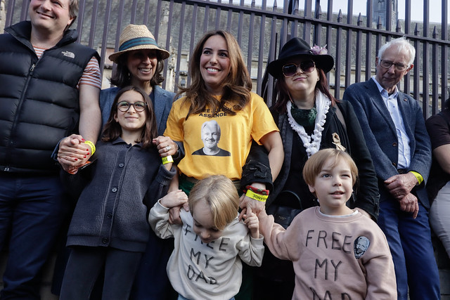 Stella and family at Human Chain around Parliament for Julian Assange, London 8th October 2022