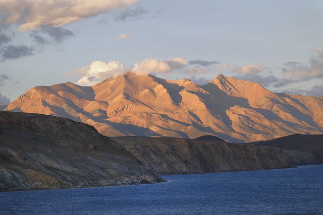 Landscape around Lake Manasarovar at sunset, Tibet 2019