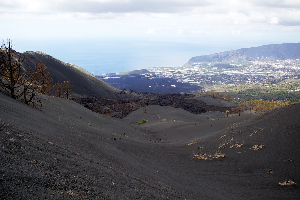Colada volcanica del volcán de La Palma