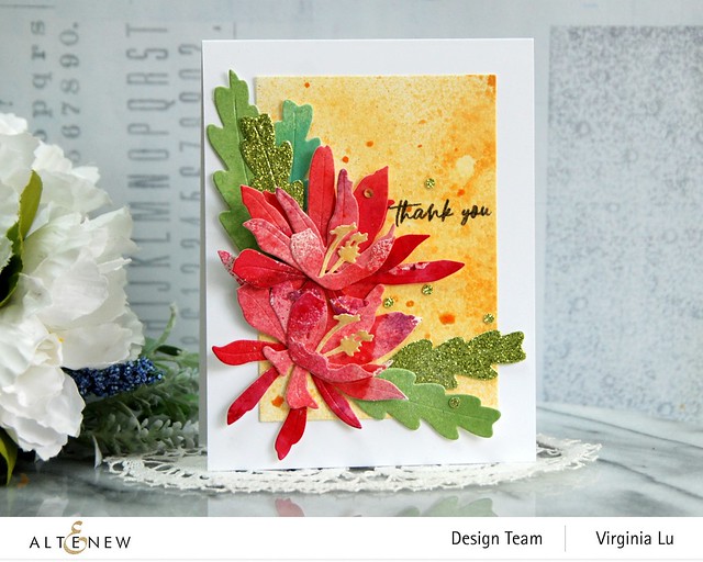 Altenew-Craft-A-Flower Epiphyllum Layering Die Set-Mega Stamp Frame Die-Well Read Stamp-Forest Canopy Glitter Cardstock