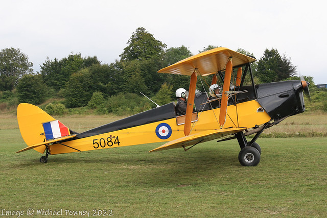 G-FCTK - 1941 build de Havilland Canada DH.82C Tiger Moth, taxiing for departure at Popham during the LAA Grass Roots Fly-in 2022