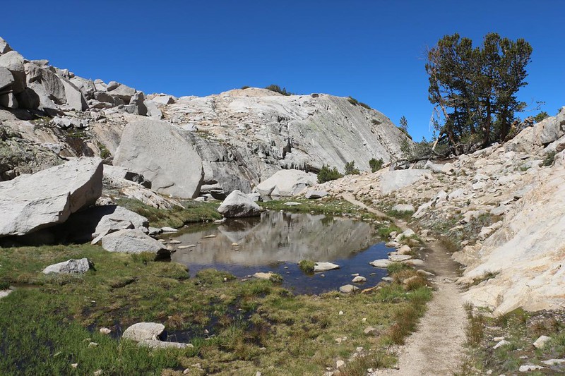 There was still a bit of snow melting in early July on the John Muir Trail south of Glen Pass, so there was water to drink