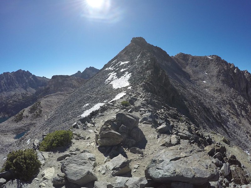 GoPro shot looking south at Glacier Spike (12467 feet elevation) from the top of Glen Pass on the John Muir Trail