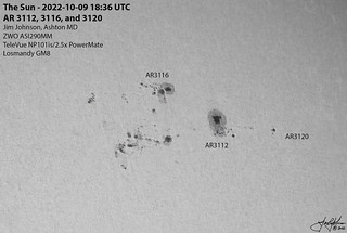 The Sun - 2022-10-09 18:36 UTC - AR3112, AR3116 and AR3120